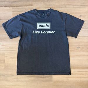 Oasis Live Forever Faded Black 2025 Tour Shirt Sz L Oversized Rock Grunge Euro